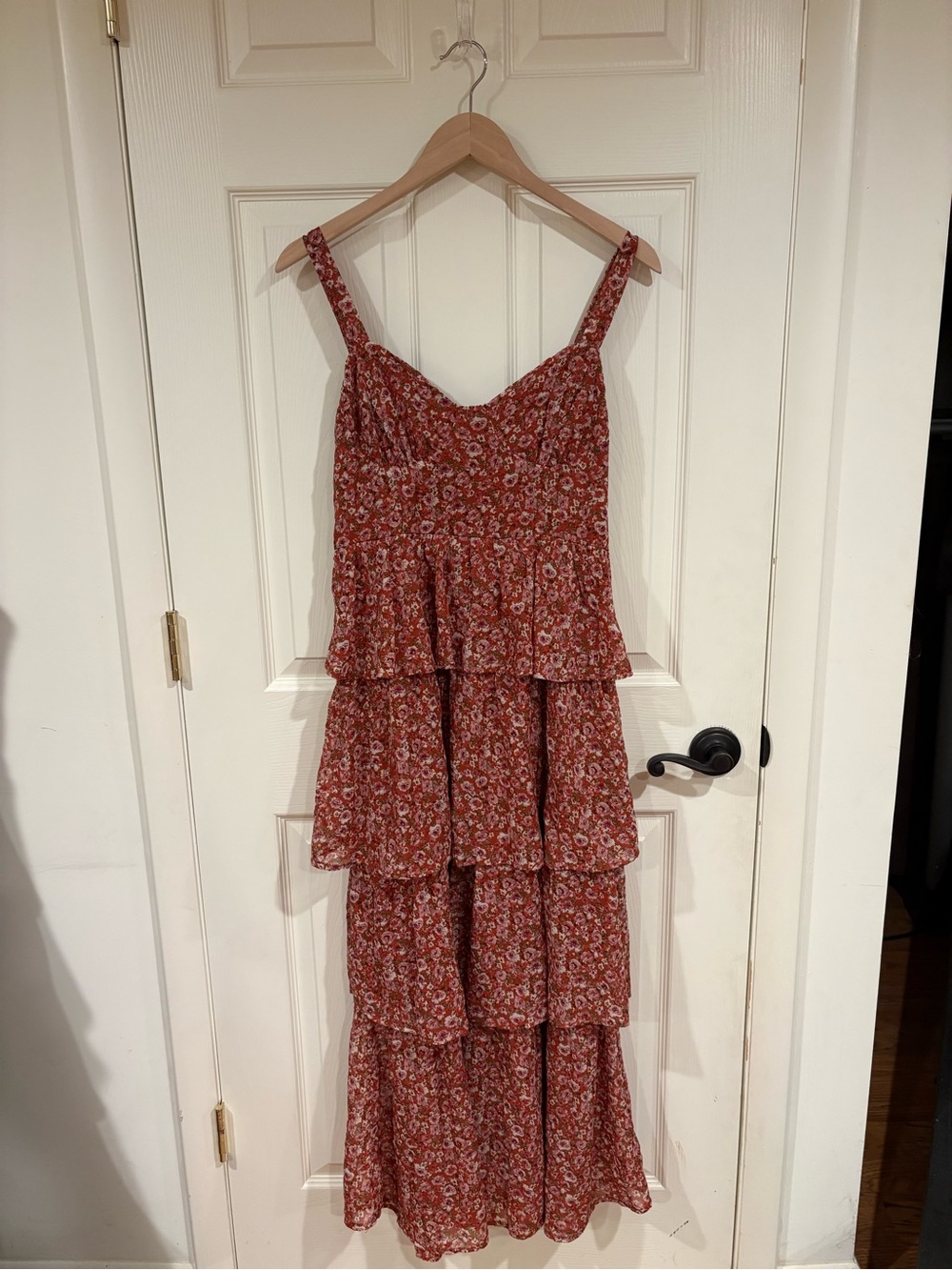 Altar’d State Tiered Red Floral Maxi Dress